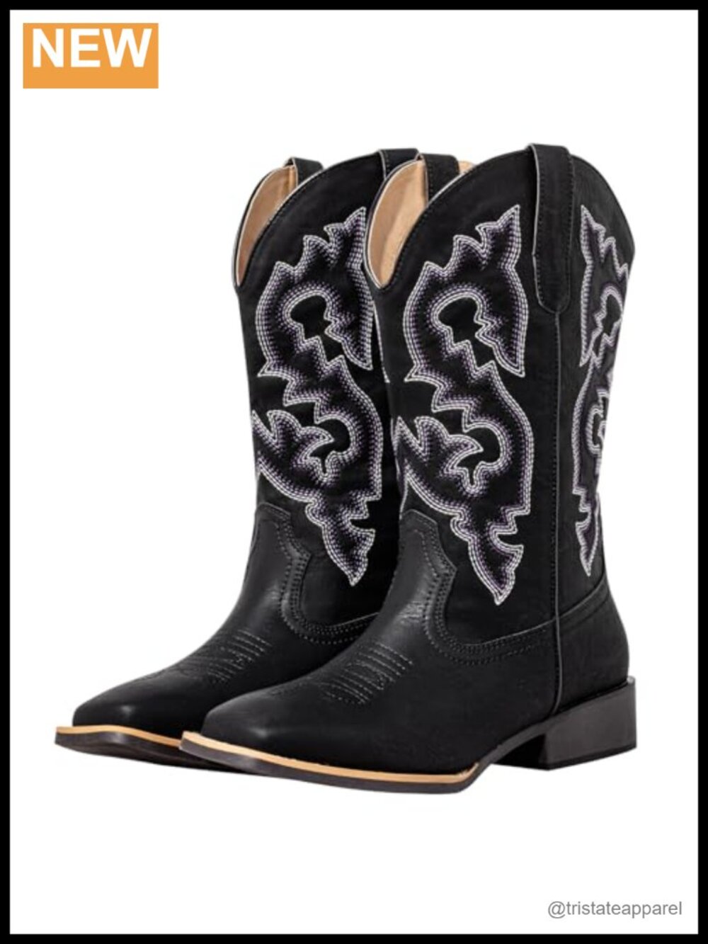 Extra Wide Calf Cowgirl Boots Women Square Toe Mid Calf Embroidered Faux